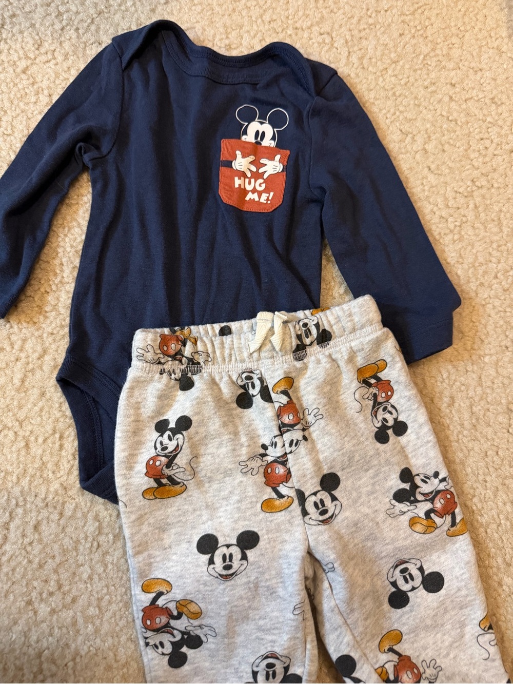 Disney Navy Bodysuit with Grey Mickey Joggers Set